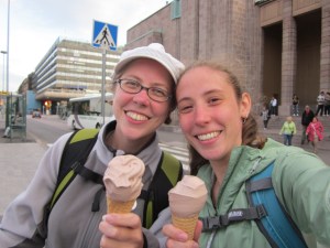Rach and I enjoy our Finland summer ice cream.
